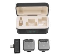 POENVFPO Microfono Wireless da 1 a 2, Microfono Lavalier con Riduzione del Rumore con Acquisizione Omnidirezionale e Trasmissione Stabile a 2,4 GHz, per la Registrazione di Vlog,