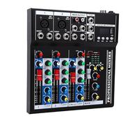 POENVFPO Mixer Audio a 4, Console Professionale Compatto con Scheda Audio con Interfaccia USB Bluetooth e Alimentazione Phantom 48 V, per Registrazione in Studio, Streaming DJ e