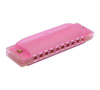 POENVFPO Plastica Traslucida a 10 Buche Armonica, Rosa Cremisi Verde, Addominali e Metallo, con Scatola di Stoccaggio, Strumento Musicale per Bambini (PINK)