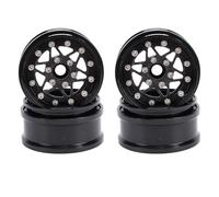 POENVFPO Ruote Beadlock 1.9, Cerchi RC in Lega di Alluminio da 4 Pezzi per Cingolato 1/10, con Design a Raggi a 6 Stelle, Compatibili con Axial SCX10 Wraith (BLACK)