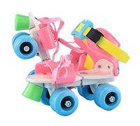 POENVFPO Scarpe da Skate, Pattini a Rotelle per Bambini a Doppia Regolabili in Plastica Ingegneristica con Pattini in Linea da Slalom Scorrevoli con Ruote in PU 18-23 Cm (Pink)