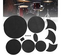 POENVFPO Set di Pad per Batteria EBR da 14 Pezzi, Forme Multiple con Pad Muti, Rotondi, Curvi, Ovali e Rettangolari per Esercitazioni Silenziose, Kit Completo per Batteria con Clamp/Holder