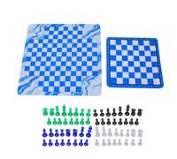 POENVFPO Set di Scacchi Portatile Tavola Pieghevole 2 in 1 per 4 | Gioco da Viaggio in Gomma con Re da 49 Mm, Coordinate Algebriche, Custodia con Cerniera, per Serate in Famiglia, Club
