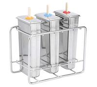 POENVFPO Set di Stampi per Gelato in Acciaio Inossidabile, 3 Pezzi | Materiale per alimenti, comprende 3 stampi, 3 coperchi, 10 sacchetti, spazzolina per la pulizia