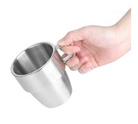 POENVFPO Tazza da caffè in Acciaio Inossidabile a Doppio Strato 300ml | Manico isolato, ergonomico, durevole, per uso alimentare, perfetto per il campeggio
