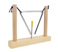 POENVFPO Triangolo per Percussioni Manuali, Strumento Musicale con Percussore e Cornice in Pino, per Performance e Educazione Musicale