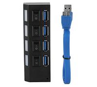 POENVFPO USB3.0 4 Adattatore Porta Stabile con Alimentazione Esterna per Dispositivi Ad Alta Potenza per Studenti/Professionisti Black Colore