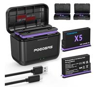 POEOSAS Batteria 360 X5 per insta360 x5, 2850 mAh X5 con caricatore rapido di tipo C, compatibile con batterie e caricabatterie Insta360 X5