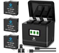 POEOSAS Batteria da 360 Ace Pro, 3 batterie da 1800 mAh, con 3 slot LCD, compatibile con fotocamera Insta 360 Ace Pro, 3 custodie per fotocamera insta360 Acepro
