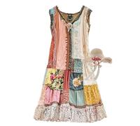 Poetchic Summer Dresses, Women's Boho Smocked Long Sleeve Maxi Dress Summer Casual Loose Floral Long Sundresses(Style-B,3XL)