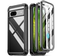 Poetic Custodia Guardian compatibile con Pixel 8A 5G (2024), pellicola protettiva integrata [funziona con Fingerprint ID], [2 cornici anteriori] Custodia integrale antiurto robusta, colore nero