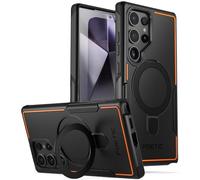 Poetic Custodia neon compatibile con Galaxy S24 Ultra 6,8", [supporto ad anello magnetico] Custodia protettiva antiurto a doppio strato, robusta, sottile, antiurto, nera