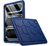 Poetic TurtleSkin - Custodia per iPad Pro 13 pollici 2024, resistente, antiurto, robusta, adatta ai bambini, in silicone, protezione dalle cadute, colore: blu navy