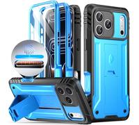 Poetic Custodia per iPhone 17 Pro Max con pulsante di controllo della fotocamera, supporto integrato, protezione schermo integrata, robusta custodia per iPhone 17 Pro Max, colore azzurro