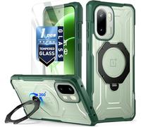 Poetic Custodia per OnePlus 15R, con anello magnetico girevole a 360°, custodia protettiva di grado militare a prova di caduta, pellicola protettiva in vetro temperato, custodia opaca traslucida per