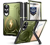 Poetic Custodia per Samsung Galaxy Z Fold 8, [protezione cerniera] [compatibile con MagSafe] [pellicola protettiva in vetro temperato] copertura integrale robusta antiurto con cavalletto, verde
