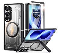 Poetic Custodia protettiva per Samsung Galaxy Z Fold 8, con cerniera, compatibile con MagSafe, pellicola protettiva in vetro temperato, robusta, antiurto, con cavalletto, colore: nero/trasparente