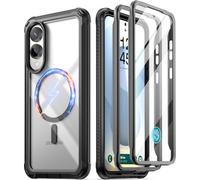 Poetic Guardian - Custodia per Galaxy S25 Edge 5G 6,7 pollici (2025), [supporto ad anello magnetico] protezione schermo integrata [funziona con ID impronte digitali], custodia trasparente robusta