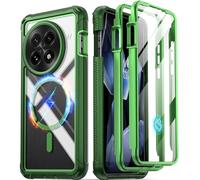 Poetic Guardian Custodia per OnePlus 13 5G, pellicola protettiva integrata [funziona con ID impronte digitali], [2 cornici anteriori] custodia integrale antiurto robusta trasparente, verde/trasparente