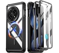 Poetic Guardian Custodia per OnePlus 13 5G, pellicola protettiva integrata [funziona con ID impronte digitali], [2 cornici anteriori] custodia integrale antiurto robusta trasparente, nero/trasparente