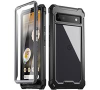 Poetic Guardian - Custodia per Pixel 6A 5G, 1,8 m, con protezione schermo integrata, ibrida completa, antiurto, colore: nero/trasparente