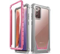Poetic Guardian Serie progettata per Samsung Galaxy Note 20 Custodia, Cover per paraurti Ibrida Antiurto per Tutto Il Corpo, Senza Protezione per Schermo Integrata, Rosa/Trasparente