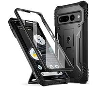 Poetic Revolution Case - Custodia protettiva compatibile con Pixel 7 Pro 5G, robusta e antiurto, con cavalletto, pellicola protettiva integrata, funziona con ID impronte digitali, nero