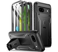 Poetic Revolution Case - Custodia protettiva compatibile con Pixel 8A 5G, robusta e antiurto, con cavalletto, protezione schermo integrata, funziona con ID impronte digitali, nero