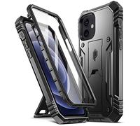 Poetic Revolution - Custodia compatibile con iPhone 12 / iPhone 12 Pro da 6,1 pollici (versione 2020), robusta custodia protettiva a doppio strato antiurto con cavalletto e protezione per lo schermo