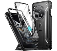 Poetic Revolution - Custodia compatibile con OnePlus 12 5G (2024), pellicola protettiva integrata 【Funziona con ID impronte digitali】, custodia protettiva robusta antiurto con cavalletto, nero