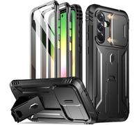 Poetic Revolution - Custodia per Samsung Galaxy A56 5G, [custodia per fotocamera a scorrimento], resistente agli urti, con cavalletto e pellicola protettiva integrata, colore nero