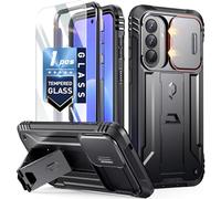 Poetic Revolution - Custodia per Samsung Galaxy A57, protezione schermo in vetro temperato, resistente alle cadute, resistente a doppio strato, resistente e antiurto, con cavalletto, colore: nero