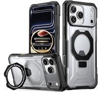 Poetic Spartan - Custodia con supporto ad anello per iPhone 17 Pro Max, [pulsante di controllo della fotocamera], compatibile con Magsafe, custodia protettiva robusta e antiurto, colore: nero