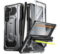 Poetic Spartan - Custodia per Galaxy Z Fold 6, protezione con cerniere, cavalletto, compatibile con penna Fold 3/4/5/6 S, custodia protettiva robusta con portapenne, pellicola proteggi schermo,