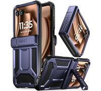 Poetic Spartan - Custodia per Motorola Moto Razr 50 Ultra 2024, [cavalletto] [protezione cerniera], custodia protettiva robusta antiurto a tutto corpo, con cavalletto, blu metallizzato