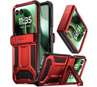 Poetic Spartan - Custodia per Motorola Moto Razr 60 Ultra 2025, [cavalletto] [protezione cerniera] [testato contro le cadute di grado Mil], custodia protettiva robusta antiurto con cavalletto, rosso