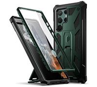 Poetic Spartan - Custodia per Samsung Galaxy S22 Ultra 5G da 6,8 pollici, pellicola protettiva integrata per lo schermo con ID impronte digitali, custodia protettiva robusta e antiurto con cavalletto