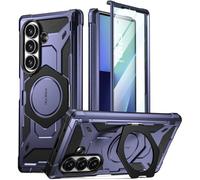 Poetic Spartan - Custodia per Samsung Galaxy Z Fold 7, protezione con cerniera, supporto regolabile con anello magnetico, pellicola protettiva integrata, compatibile con MagSafe, robusta, colore: blu