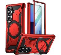 Poetic Spartan - Custodia per Samsung Galaxy Z Fold 7, protezione con cerniera, supporto regolabile con anello magnetico, protezione schermo integrata, compatibile con MagSafe, robusta, colore: rosso