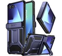 Poetic Spartan - Custodia protettiva per Samsung Galaxy Z Flip 7, con cavalletto, protezione con cerniere, resistente agli urti fino a 6 m, resistente agli urti, colore: blu notte