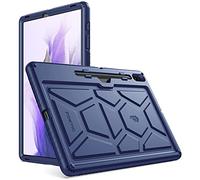 Poetic TurtleSkin - Custodia resistente per Galaxy Tab S7 FE 12.4" 2021 / Galaxy Tab S7 Plus 2020 con supporto per penna a S, resistente agli urti, protezione per bambini, in silicone, colore: Blu navy