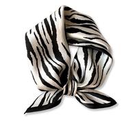 PoeticEHome Sciarpa da collo in 100% seta di gelso, 53,3 x 53,3 cm, piccola sciarpa quadrata da donna, confezione regalo, B2 - Zebra Stripes, 21"x21" (53x53cm)