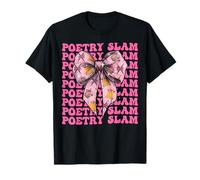 Poetry Slam Poeta Ragazza Mamma Rosa Coquette Bow Maglietta
