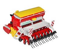 Bruder Seminatrice Pöttinger Vitasem 302ADD montata su erpice Rosso Bianco Giallo