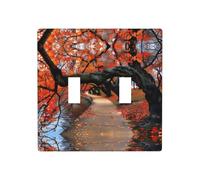 Poezjzw Albero in the Fall Pattern Piastra da parete Copertura Presa Decorativa Wall Plate Dimensioni 4.5X 4.5 "Doppio Toggle Outlet Light Switch Cover
