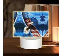POEZJZW American Eagle Pattern Rettangolare Acrilico Notte Luce Touch Interruttore Accento per Librerie Scrivanie Comodini