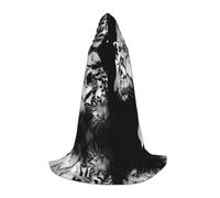 POEZJZW Amore Tema Coppia Tigri Modello Uomini Donne Mantello Con Cappuccio Adulto Mantello Con Cappuccio Rinascimento Halloween Strega Costume Mago Mantello L