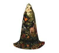 POEZJZW Animali nella foresta pluviale modello accappatoio con cappuccio mantello lungo mantello Halloween Cosplay costume con cappuccio mantello unisex piccolo