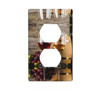 Poezjzw Art Red Wine Galsses & Grapes Pattern Light Switch Cover Outlet Duplex Presa Decorativa Piastra da parete Decorativa Dimensioni 11,4 x 7,9 cm