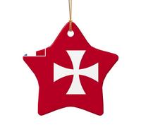 Poezjzw Bandiera delle Isole Wallis e Futuna in ceramica ornamento di Natale a forma di stella appeso regalo per le vacanze di Natale, ornamenti per la decorazione della casa
